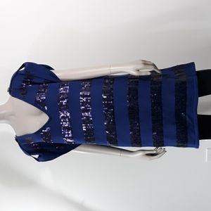 NWT Baby Phat Size 2X MALIBUDRM Blue Sequin Stripe Wool Blend Dress